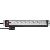 Brennenstuhl premium-line 19 contactdoosstrip voor schakelkasten 8-voudig zw lichtgr 3m h05vv-f 3g1,5 19 -format