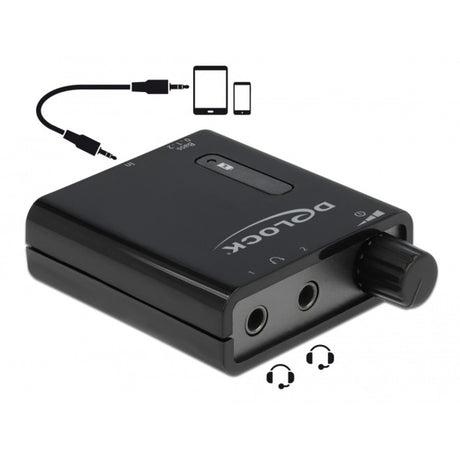 Delock portable stereo hoofdtelefoon versterker (zwart)