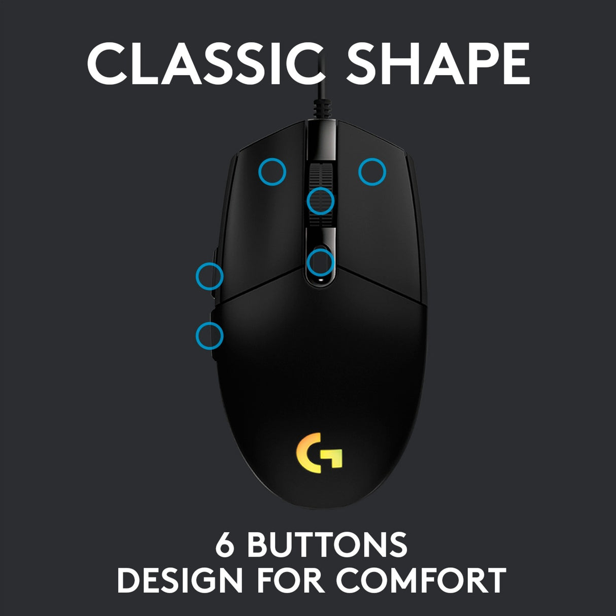 Logitech g203 lightsync gaming muis (zwart, 200 - 8000 dpi, rgb leds)
