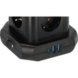 Brennenstuhl stekkerdoos toren met 8 stekkerdozen in 45° opstelling stekkerdoos (zwart, 2x usb a, 1x usb c power delivery)