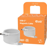 Club 3d magnetische usb‑c kabel (wit, 2 meter)