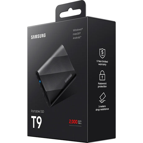 Samsung portable t9 1 tb externe ssd (zwart, mu-pg1t0b eu, usb-c 3.2 (20 gbit s))