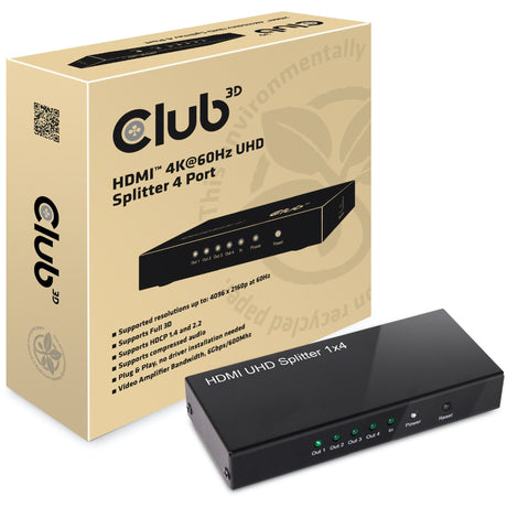 Club 3d hdmi splitter 2.0 uhd (zwart)