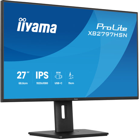 Iiyama prolite xb2797hsn-b1 27 monitor (zwart, 1x displayport, 1x hdmi, 2x usb-c, 2x usb-a, 1x rj-45)
