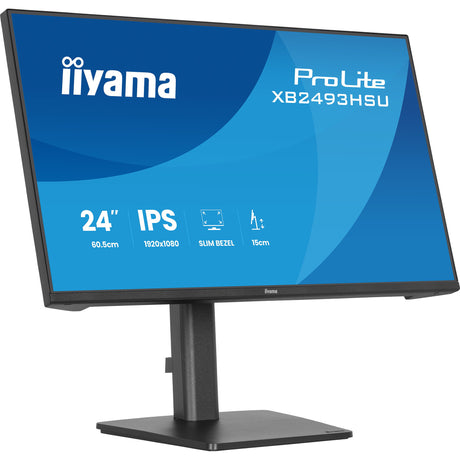 Iiyama prolite xb2493hsu-b1 23.8 monitor (zwart (mat), 120 hz, hdmi, displayport, usb, audio)