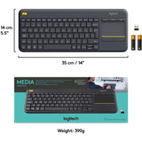 Logitech k400 plus toetsenbord (antraciet, eu lay-out (qwerty))