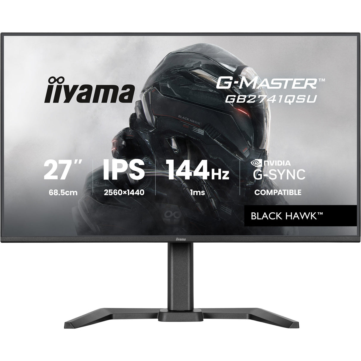Iiyama g-master black hawk gb2741qsu-b1 27 gaming monitor (zwart, hdmi, displayport, 2x usb-a, usb-b, 144 hz)