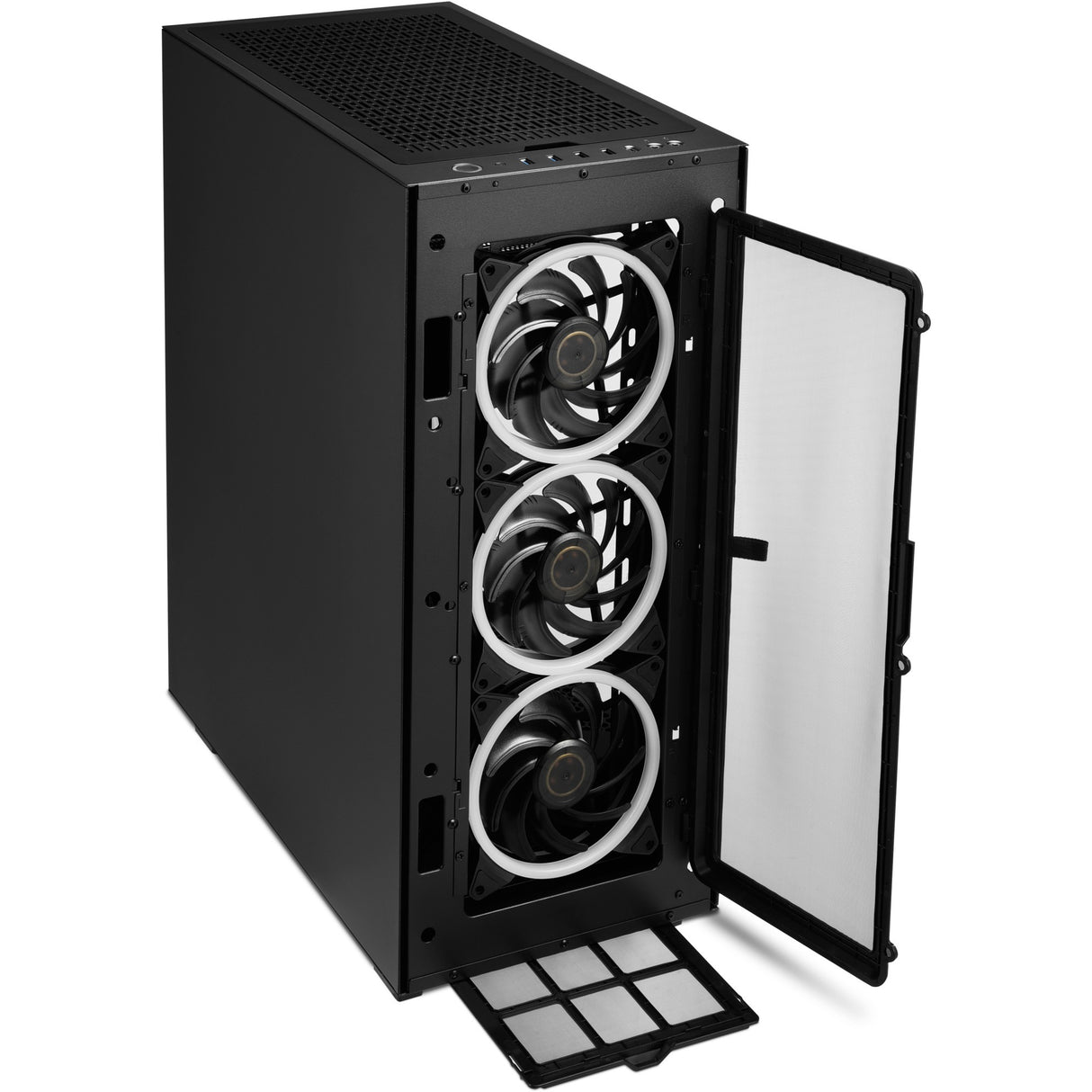 Sharkoon rev300 midi tower behuizing (zwart | 4x usb-a | 1x usb-c | rgb | tempered glass)