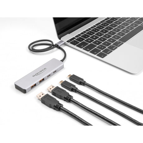 Delock usb 10 gbps usb-c hub usb-hub (grijs, 2x usb-a 3.2 (10 gbit s), 2x usb-c 3.2 (10 gbit s))