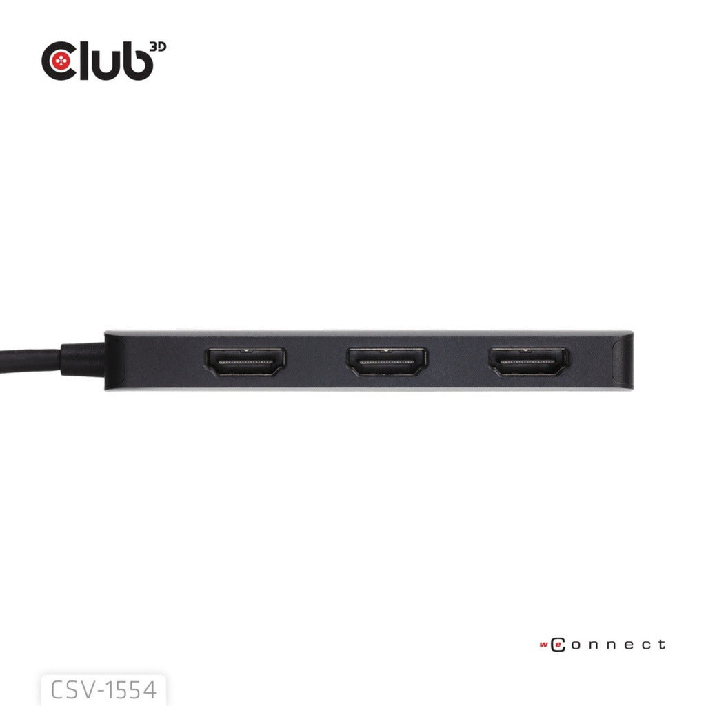 Club 3d usb-c naar 3x hdmi hub (zwart)