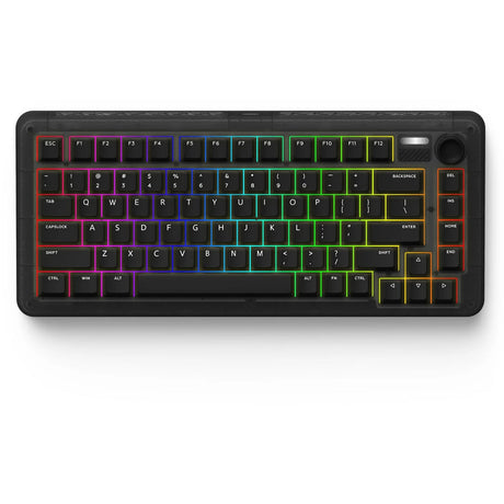 Iqunix zx75 dark side wireless mechanical keyboard (zwart, us lay-out (qwerty), cherry mx brown, 75%, rgb leds, hot-swappable, double-shot pbt, 2.4ghz | bluetooth 5.1 | usb-c)