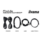 Iiyama prolite xb3294uhscp-b1 31.5 4k uhd monitor (zwart, 2x hdmi, displayport, 2x usb-a, 3x usb-c)