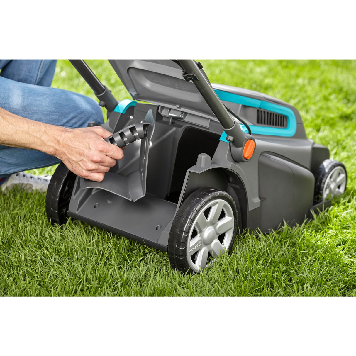 Gardena elektrische grasmaaier powermax 1800 42 (zwart turquoise, 5042-20)