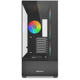 Sharkoon ak6 rgb midi tower behuizing (zwart | 2x usb-a | 1x usb-c | rgb | tempered glass)