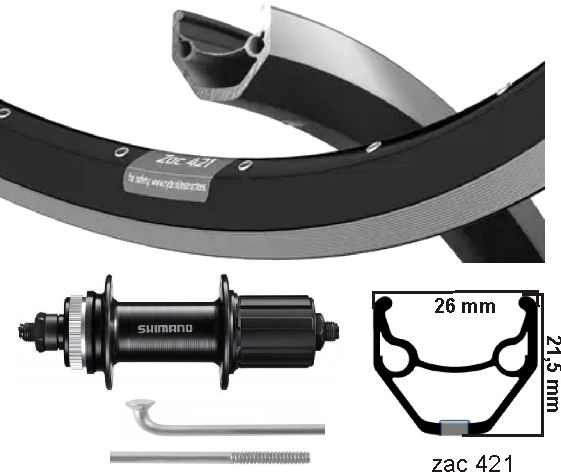 Kgs Achterwiel 28inch (622) zac421 zw zi cassette centerl 8-10 speed