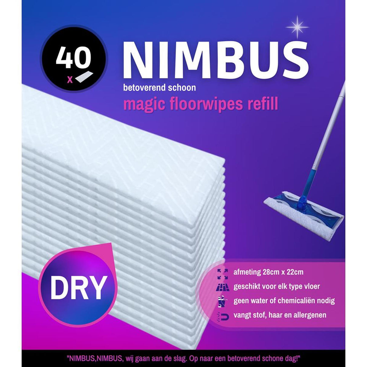 Nimbus magic floorwipes navulling 28x22cm 40st.