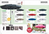 Madison parasol flores 300 8,draaisysteem+volant grijs