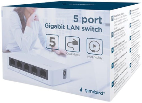Enzo gembird netwerk switch 5 poorts 10 100 1000mbps - 9510309