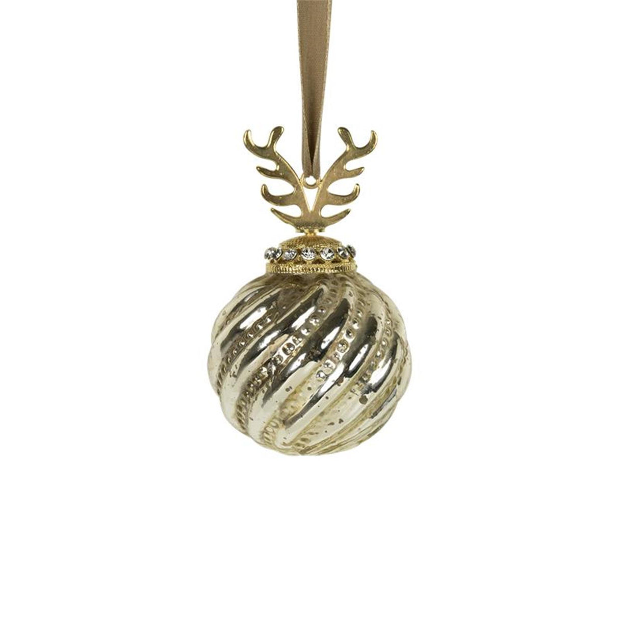 Kerstbal gewei glas goud ø8cm