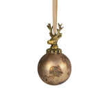 Kerstbal hert glas antiek bruin ø8cm