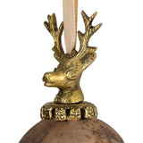 Kerstbal hert glas antiek bruin ø8cm