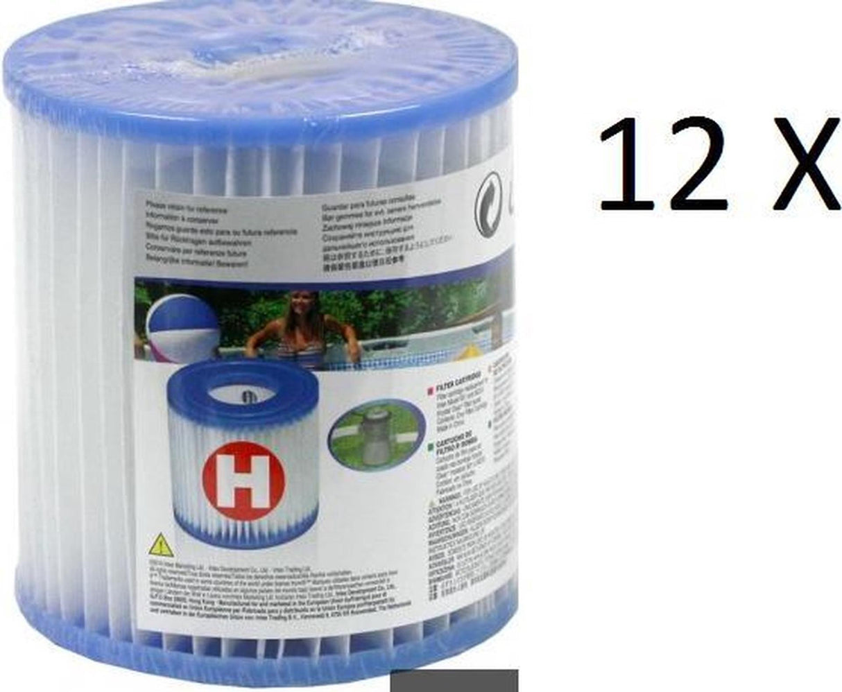 Intex 12 stuks h-filterpatroon filtercardridge. voor filterpomp 1250 liter uur.