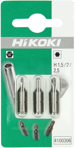 Hikoki accessoires bits 1 4 hexagonal 1.5 2 2.5 mm 4100306