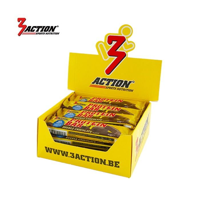 3action proteine bar double chocolate 40 gram - displaydoos 20 stuks - 1202030021