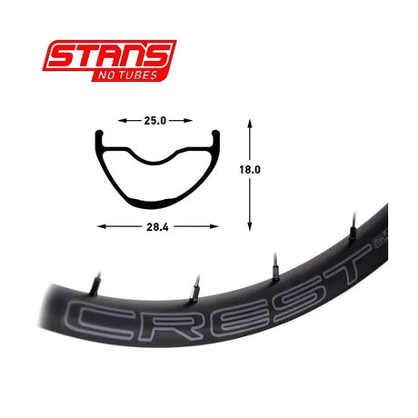 Stans notubes velg crest mk4 29 32h black gray snt