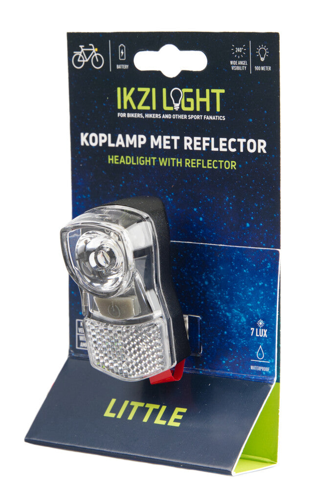 Ikzi Led koplamp mini klein fel 7lux kroonbout batt. kaart