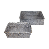 J-line mandenset riet grijs 22x22x7cm