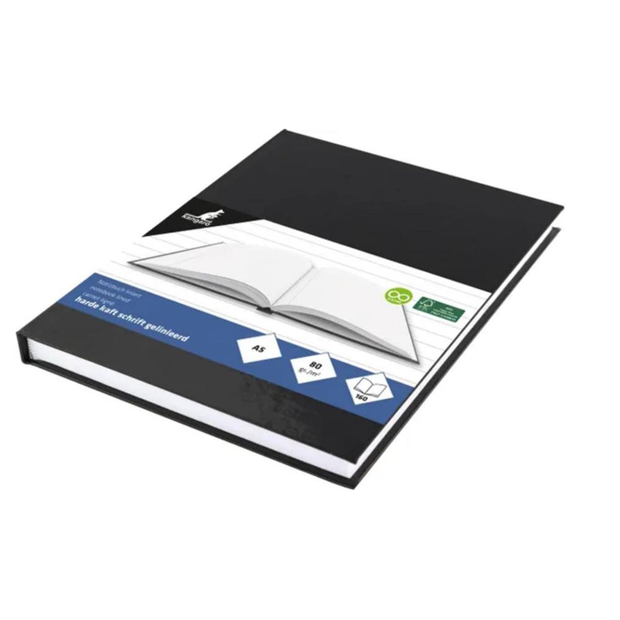 Kangaro schoolschrift - a5 - lijn - 160 pagina's - 80 grams - harde kaft - zwart - 5 stuks - k-5519-5