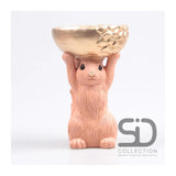 Season inspired decoration eekhoorn met bak 14x12x22,5cm beigerood