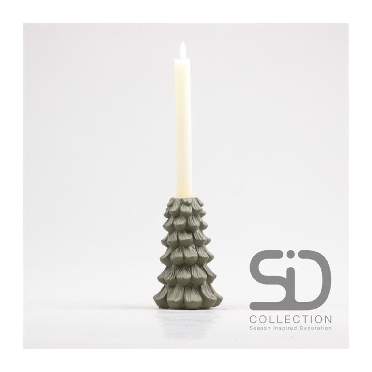 Season inspired decoration kaarsenstandaard 10x10xx15 olijfgroen