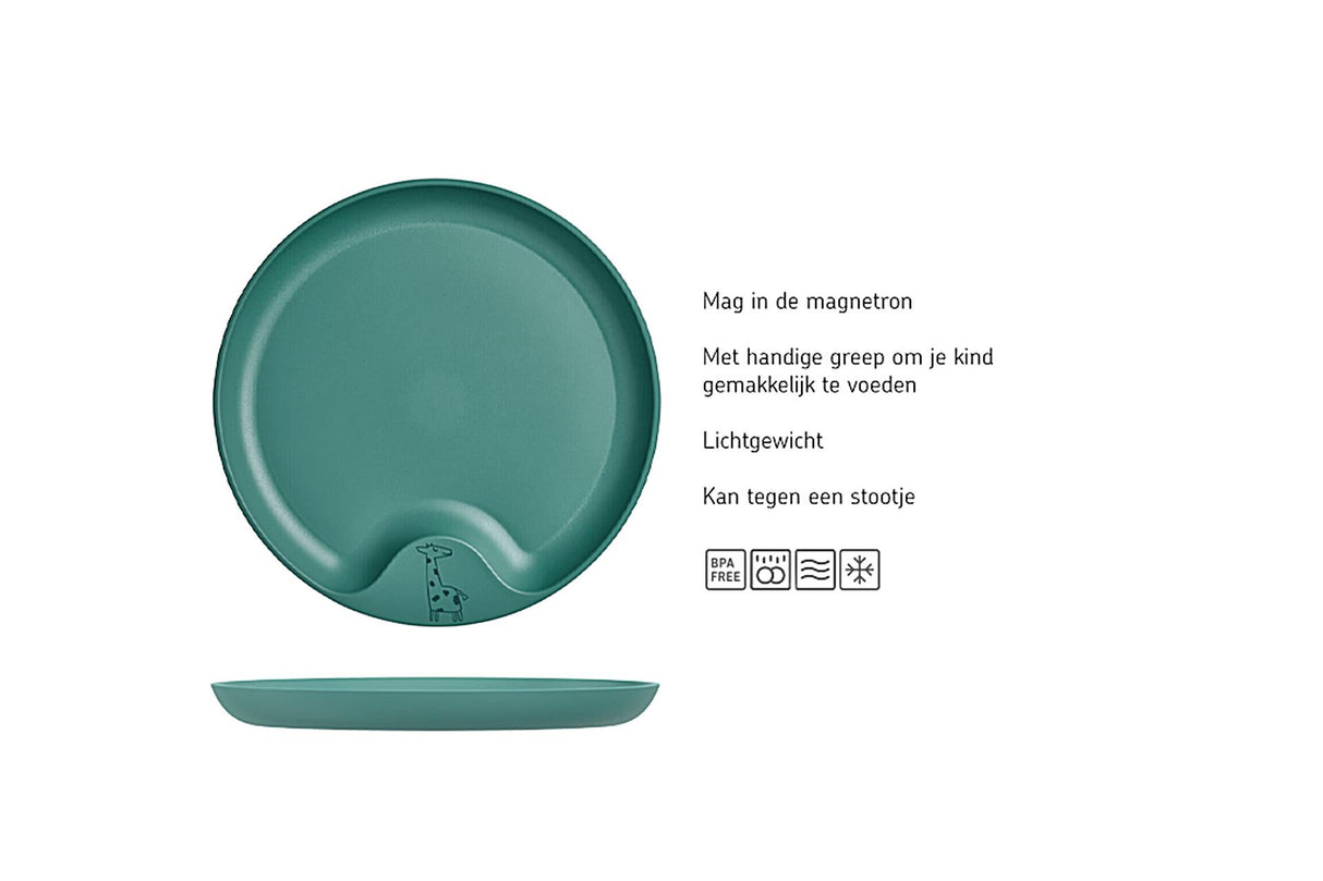 Mepal mio kinderbord - magnetronbestendig - met greep - kinderservies - deep turquoise