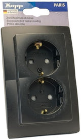 Enzo kopp paris mat zwart inbouw stopcontact ra dubbel - 4625320