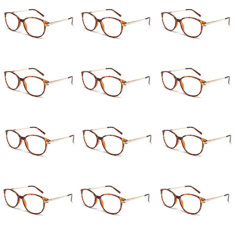 Spectrum 12 stuks leesbril havana goud assorti klassiek rond
