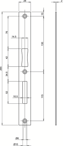 Lips spg-2420 groepssluitplaat voor metalen kozijnen | rechthoekig | rvs. | 265 x 28 mm - 7170014