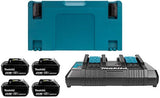 Makita accessoires 18v li-ion accu starterset 198091-4 (4x bl1860b 6.0ah) + duolader dc18rd in mbox - 198091-4