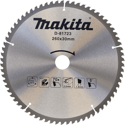 Makita accessoires makita d-81723 afkortzaagblad standaard aluminium | ø 260 x 2,8 x 30mm 70t
