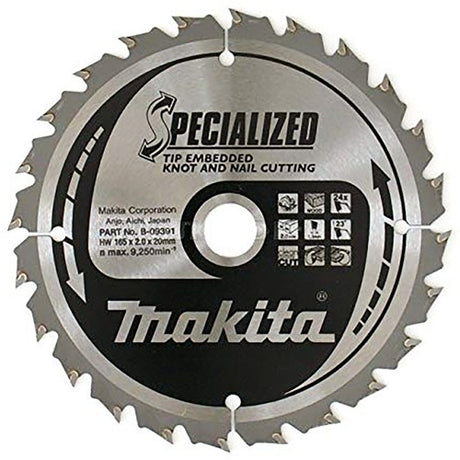 Makita accessoires b-33093 cirkelzaagblad hout (noest spijker) | specialized | 165x20x2,0 | 24t | 23g -b-33093