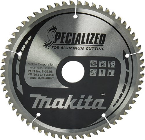 Makita accessoires cirkelzaagblad | aluminium | 190x30x2,4 60t 0g - b-33261