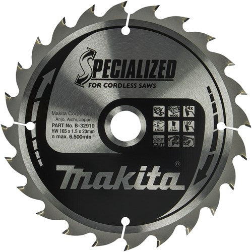 Makita accessoires makita cirkelzaagblad voor hout | specialized | ø 165mm asgat 20mm 24t - b-32910
