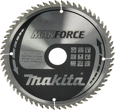 Makita accessoires makita cirkelzaagblad voor hout | makforce | ø 190mm asgat 30mm 60t - b-32390