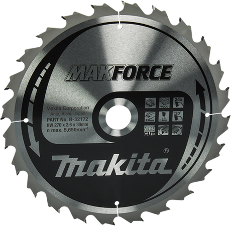 Makita accessoires makita cirkelzaagblad voor hout | makforce | ø 270mm asgat 30mm 24t - b-32172