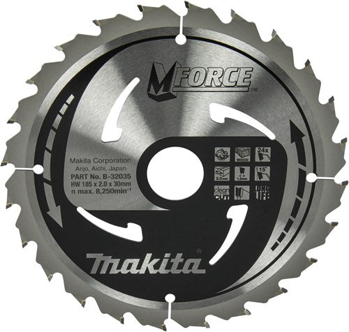 Makita accessoires makita cirkelzaagblad voor hout | mforce | ø 185mm asgat 30mm 24t - b-32035