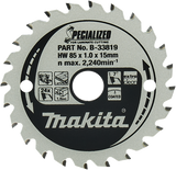 Makita accessoires makita cirkelzaagblad voor laminaat | specialized: gemelamineerd | ø 85mm asgat 15mm 24t - b-33819