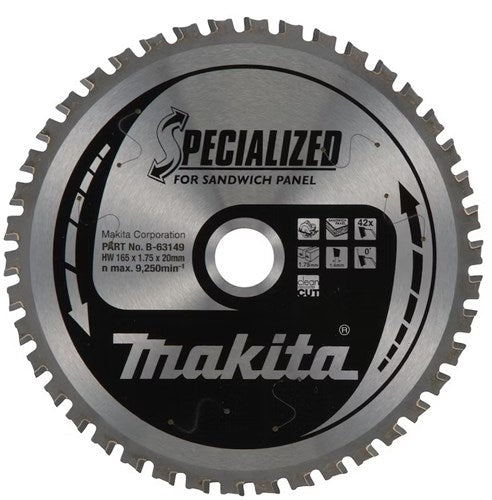 Makita accessoires makita cirkelzaagblad voor sandwichpaneel | specialized | ø 165mm asgat 20mm 42t - b-63149