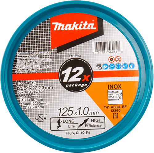 Makita accessoires doorslijpschijf rvs 125 mm - e-03040-12