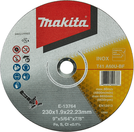 Makita accessoires doorslijpschijf rvs 230 mm - e-13764 e-13764